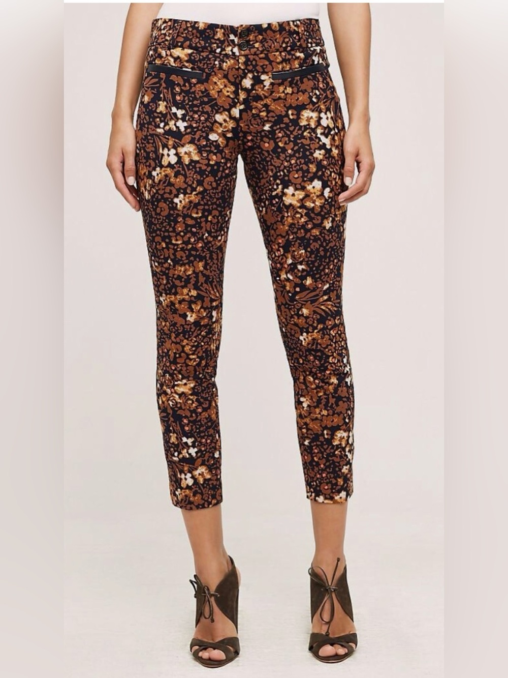Anthropologie size 2 abstract Floral animal essential slim crop pants